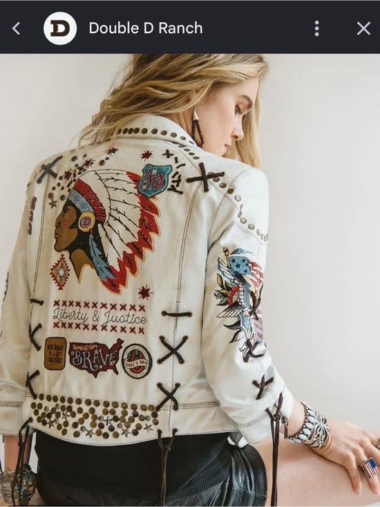 Double D Ranch Jackets & Blazers - Rare Double D Ranch Freedom Rider leather biker jacket studs embroidery patches